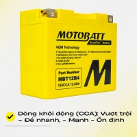 Bình ắc quy Motobatt Quadflex MBT12B4 12V-11Ah CCA 150A